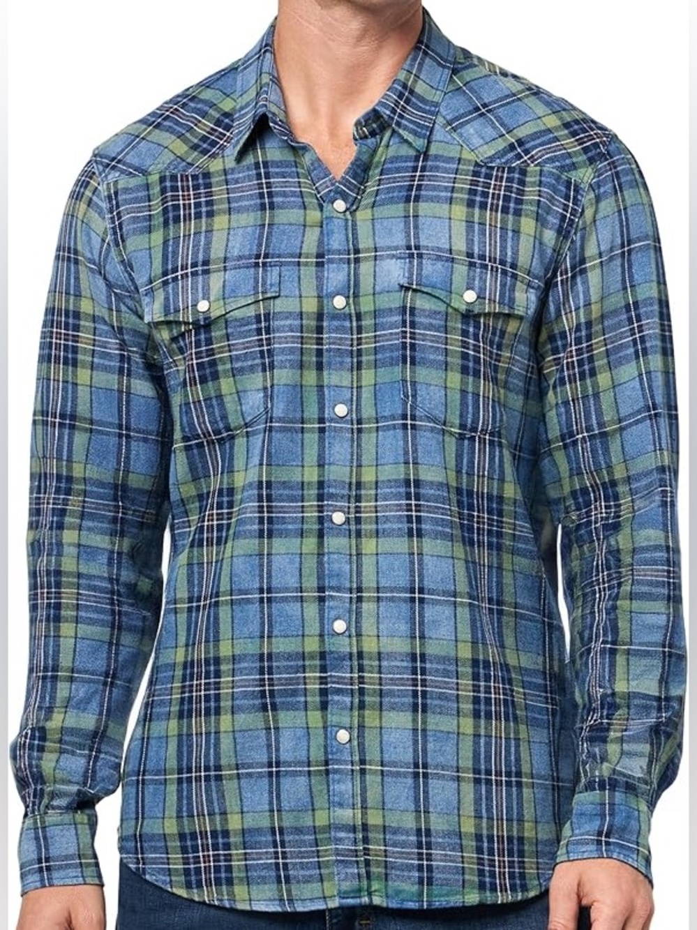 Lucky Brand Men's Indigo Twill Masa Western Shirt, size XL